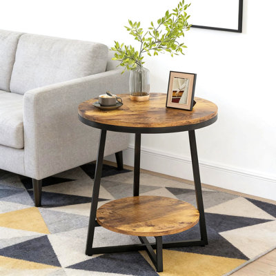 Modern Side Table,Rustic End Table,Round Coffee Table