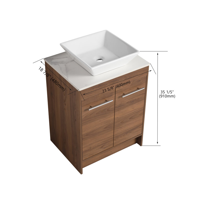 Meuble-lavabo simple 23,66 po avec comptoir en céramique