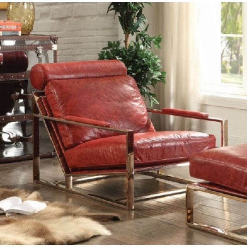 Fauteuil en cuir fleur 29 po