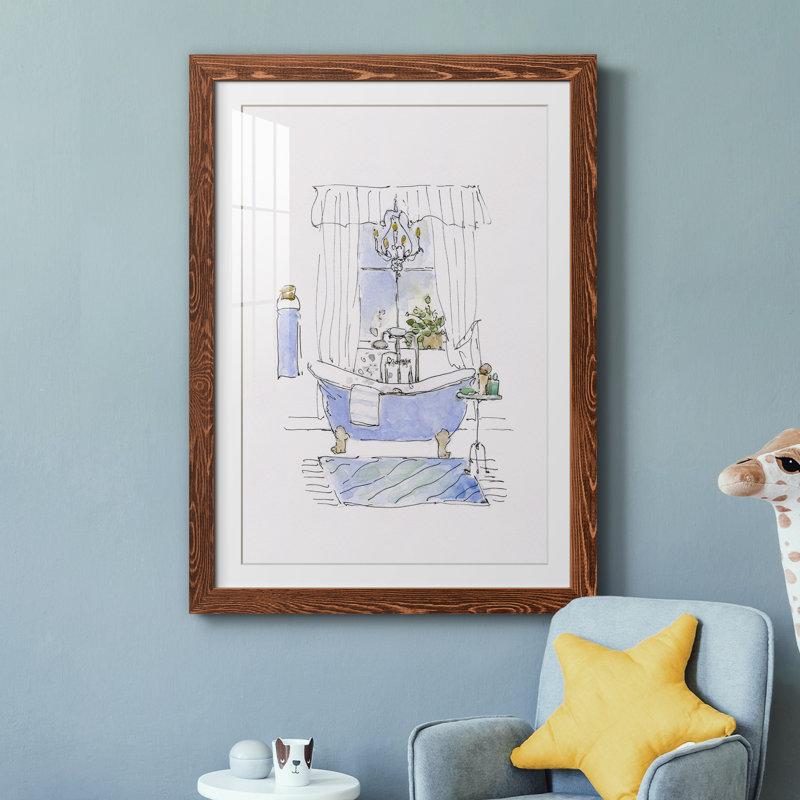 Sapery Bath I - peinture encadrée, Cadre en érable, H 37,5 po x l 27,5 po x P 1,5 po