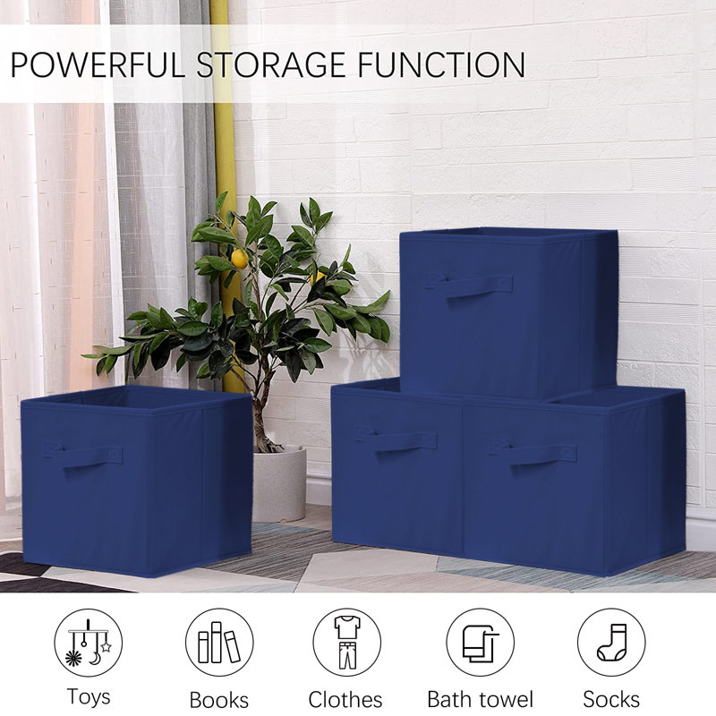 Fabric Storage Boxes Foldable Clothing Storage, Blue