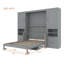 Full Size Murphy Wall Bed with Closet, Drawers & Shelves, Space-Saving Storage for Bedroom & Guest Room, Grey-181079674