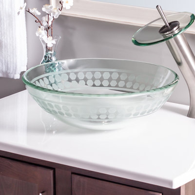 Novatto 16.5'' Cream Glass Circular Bathroom Sink