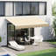 Auvent de balcon beige rétractable 10 pi x 8 pi, parasol avec manivelle manuelle, et tissu hydrofuge, pour terrasse, cour, cadre de patio en aluminium Balcon, cour