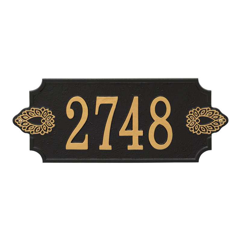 Plaque d'adresse murale personnalisée 1 ligne Sofia, Bronze vert-de-gris / or, Oui