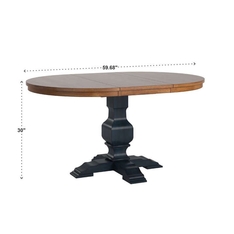 Table de salle à manger extensible en bois massif Fortville, Denim antique
