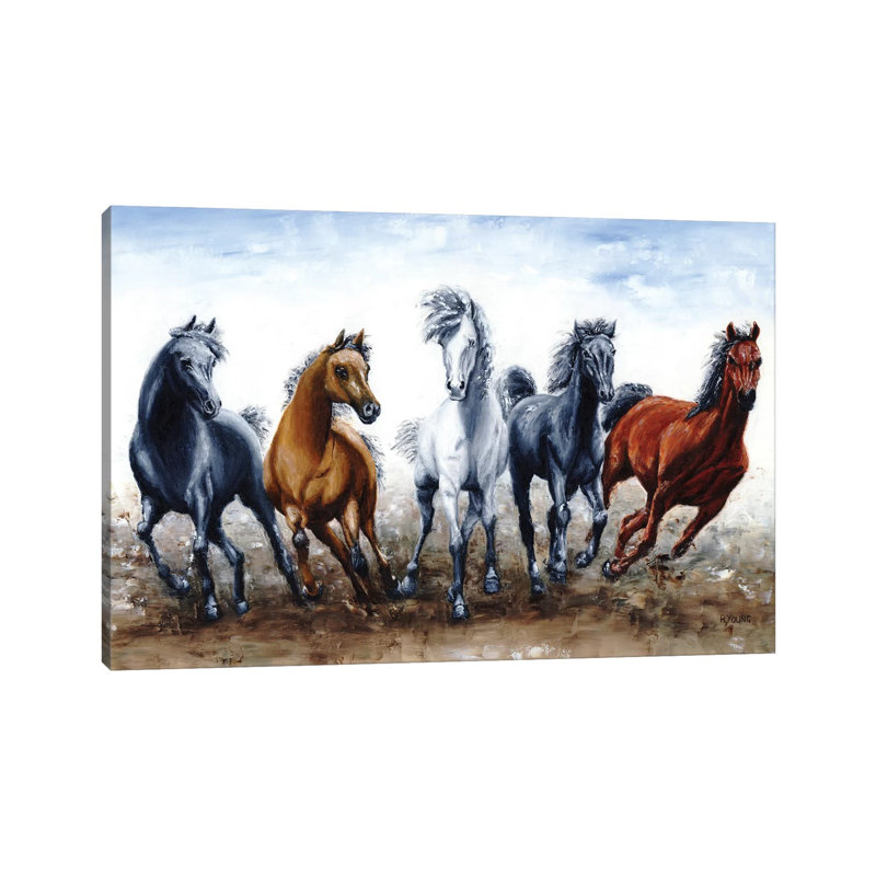 Wild Arabians by Richard Young - Wrapped Canvas Painting, 20.32 cm H x 30.48 cm W