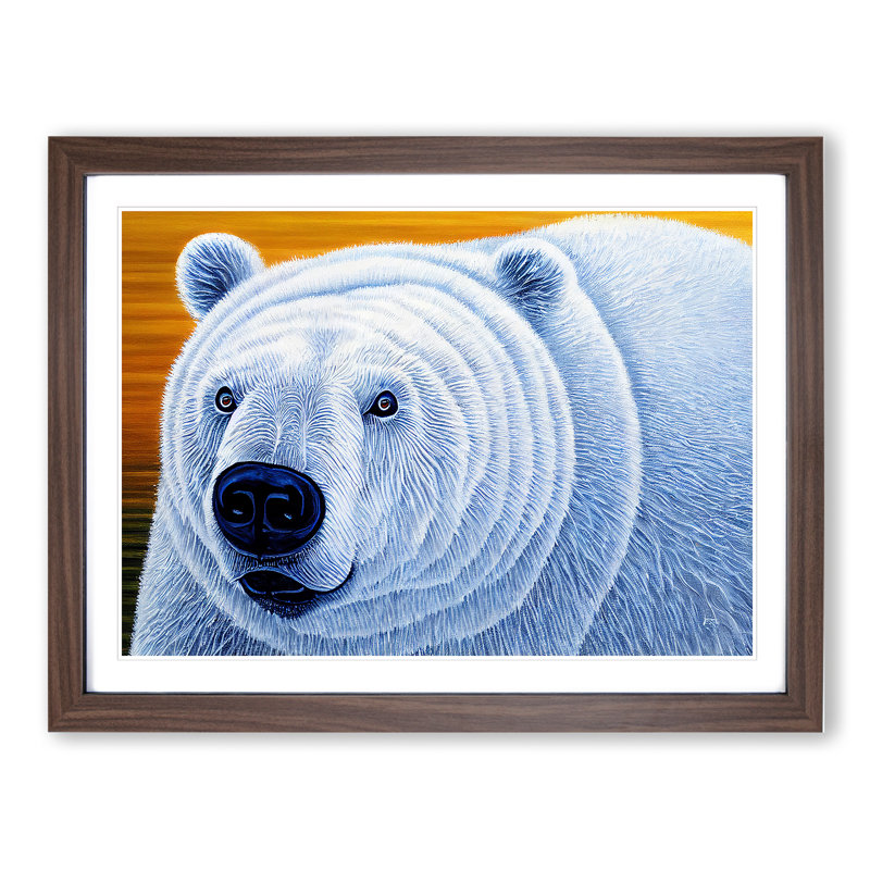XH1022-9474X Unique Polar Bear - Single Picture Frame Print, 25cm H x 34cm W x 2cm D, Walnut Framed
