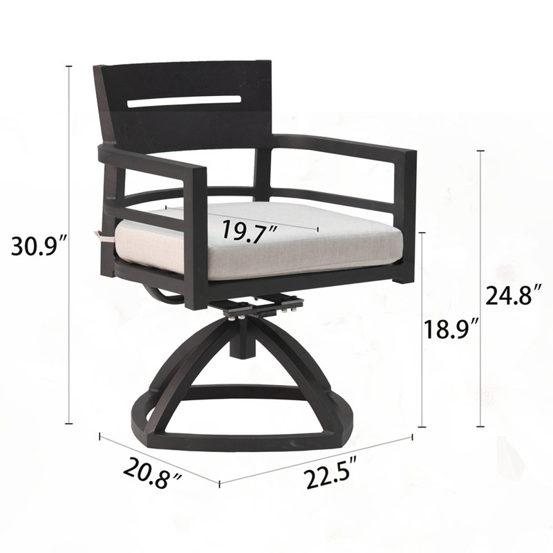 Chaise berçante pivotante en aluminium pour l'extérieur 2 pièces