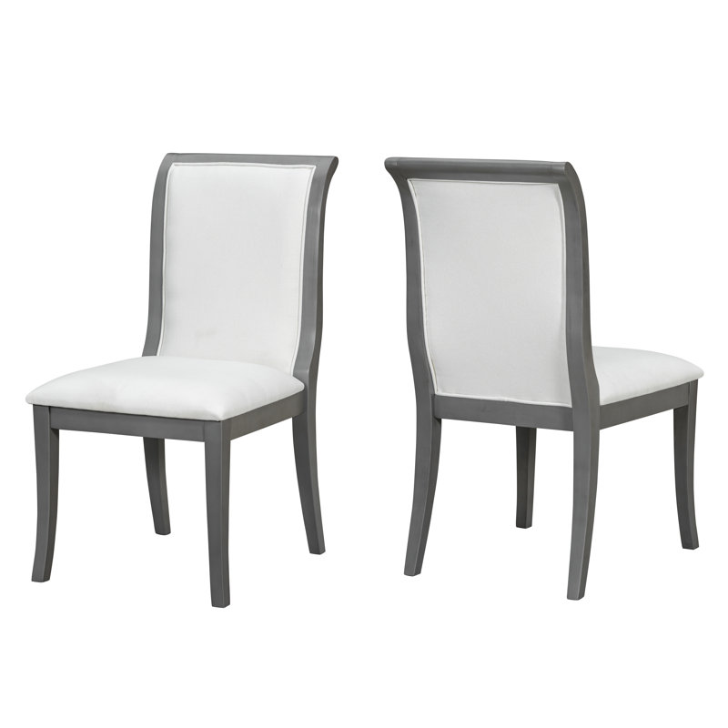 Ensemble de 2 chaises de salle à manger rembourrées en tissu Traditional Traditional, Gris