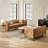  Brinna 90" Easy Wiped Faux Leather Tufted Modular Corner Sectional Sofa-95091710
