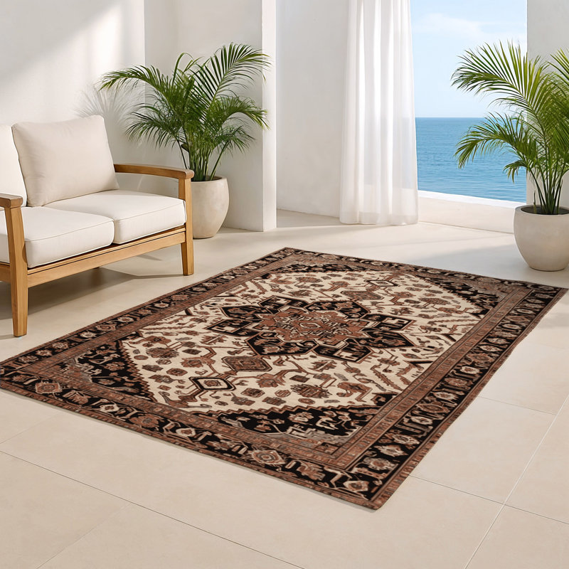 Persian Brown Indoor and Outdoor Area Rug, Rectangle 2' x 3'