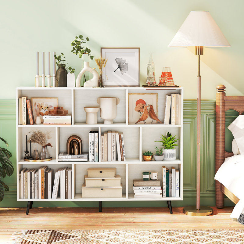 107cm H Metal Standard Bookcase, (10 Shelves) 107cm H x 140cm W x 24cm D, White