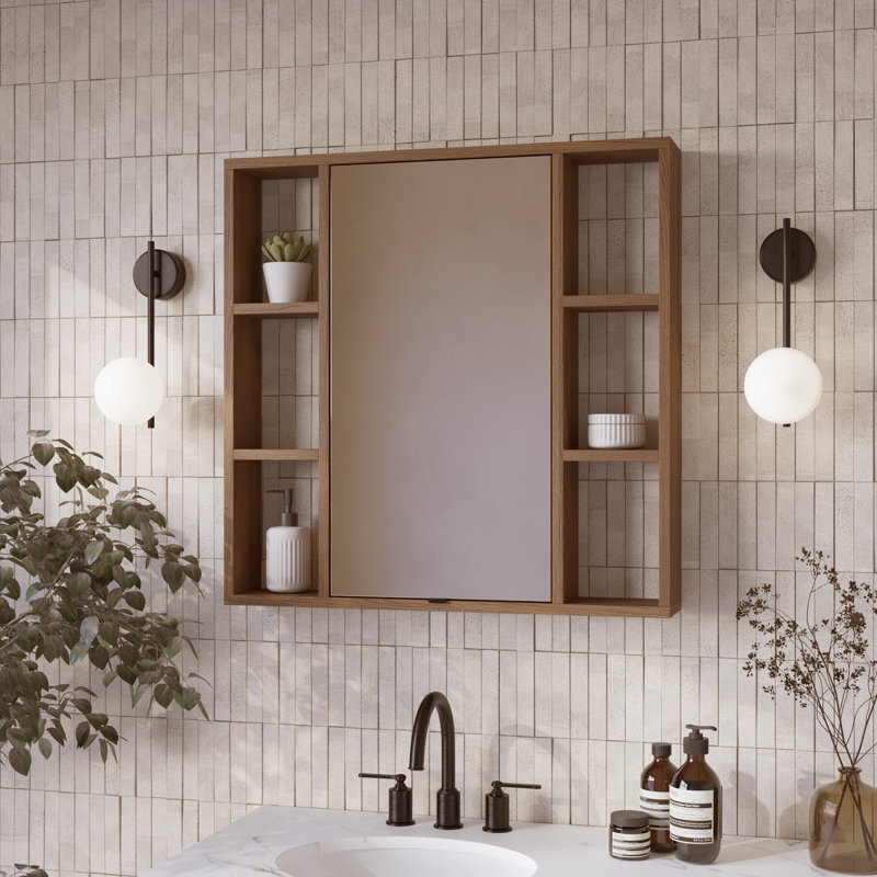 Pharmacie à fixation en surface avec tablettes latérales en chêne de l 30 po x H 30 po Beyka, Chêne
