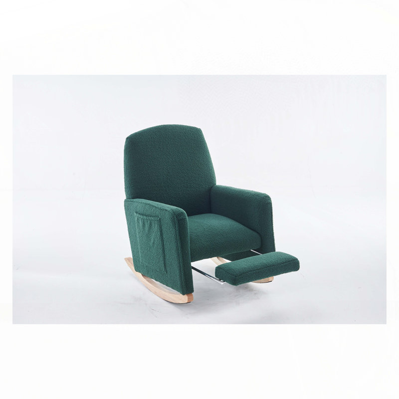Chaise berçante en tissu avec repose-pieds réglable, Ours en peluche vert