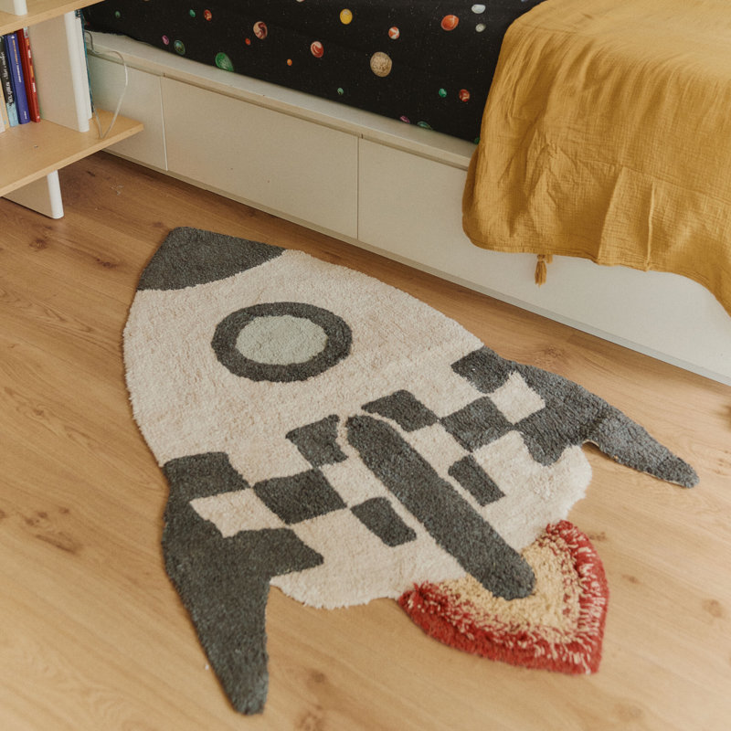 Mom, I want to be an astronaut Washable Rug Rocket 4' 5" X 2' 9"