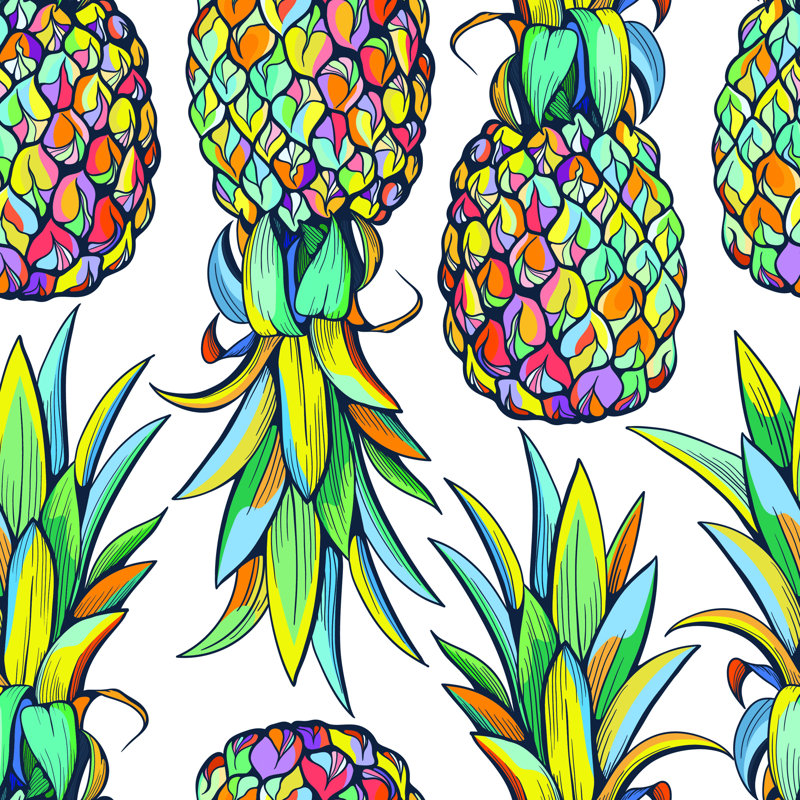 Rouleau de papier peint adhésif Barringer Pineapples, L 16,67 po x l 25 po