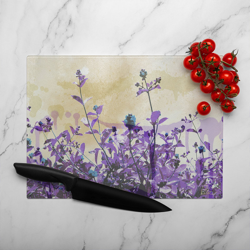Flowers Glass Chopping Board