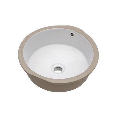 Lavabo de salle de bain rond en céramique blanc avec trop-plein 15,75 "X 15,75"