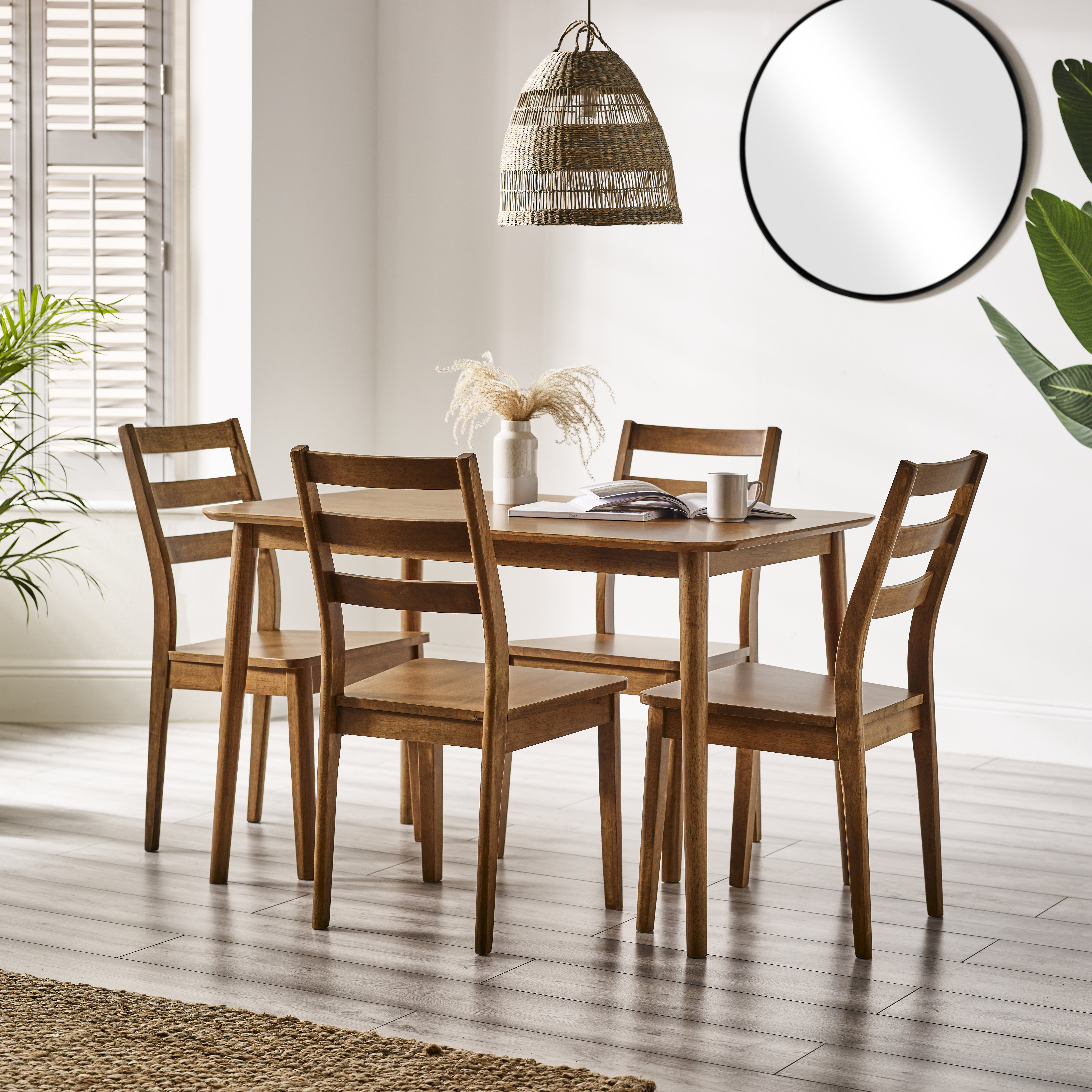 George Oliver Drea Solid Wood Farmhouse Dining Table Set with