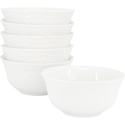 6 Piece 6.1 Inch Porcelain Bowl Set, Microwave & Dishwasher Safe, White
