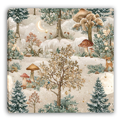 «Enchanted Winter Mushroom Forest», art mural sur toile tendue
