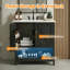 Meuble-lavabo autoportant 30 po, meuble-lavabo simple en céramique avec bande à DEL changeant de couleur, porte de grange, support de porte et tablette ouverte, noir-133659259