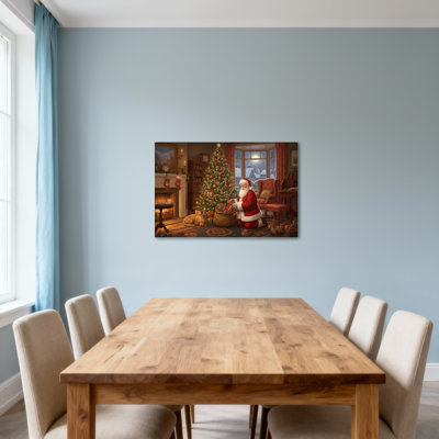 Foyer de Noël avec arbre de Noël et père Noël