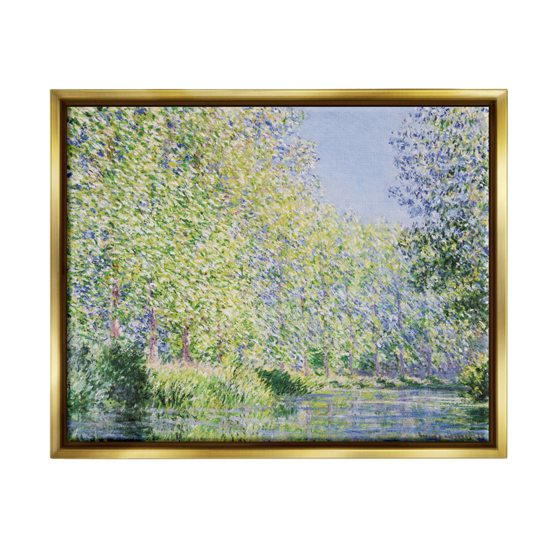 «Epte River» par Claude Monet, H 17 po x l 21 po x P 1,7 po, Cadre flottant métallique doré