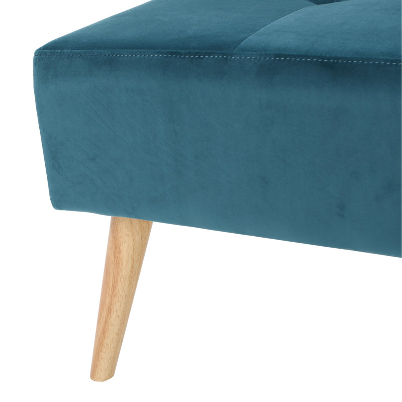 Avec un style Mid-Century moderne, revêtement en velours bleu sarcelle, pieds en bouleau massif, velours 30,5 x 30,5 x 17, debout sur