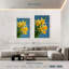 Jonquilles jaunes sur fond bleu Harnek