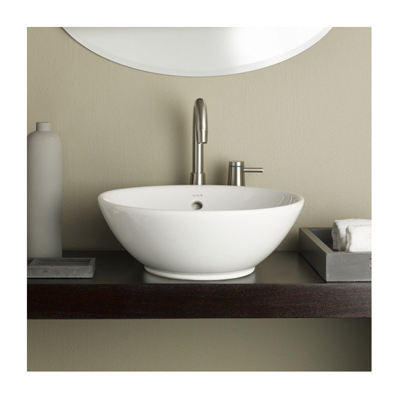 Cheviot Products Water Lily 17'' White Fireclay Circular Bathroom Sink with Overflow