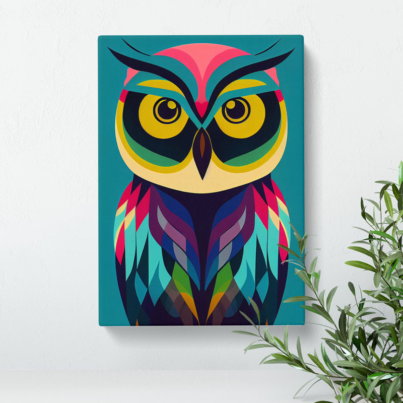 Geometric Owl No.1 Abstract - Wrapped Canvas, 76cm H x 50cm W x 3cm D