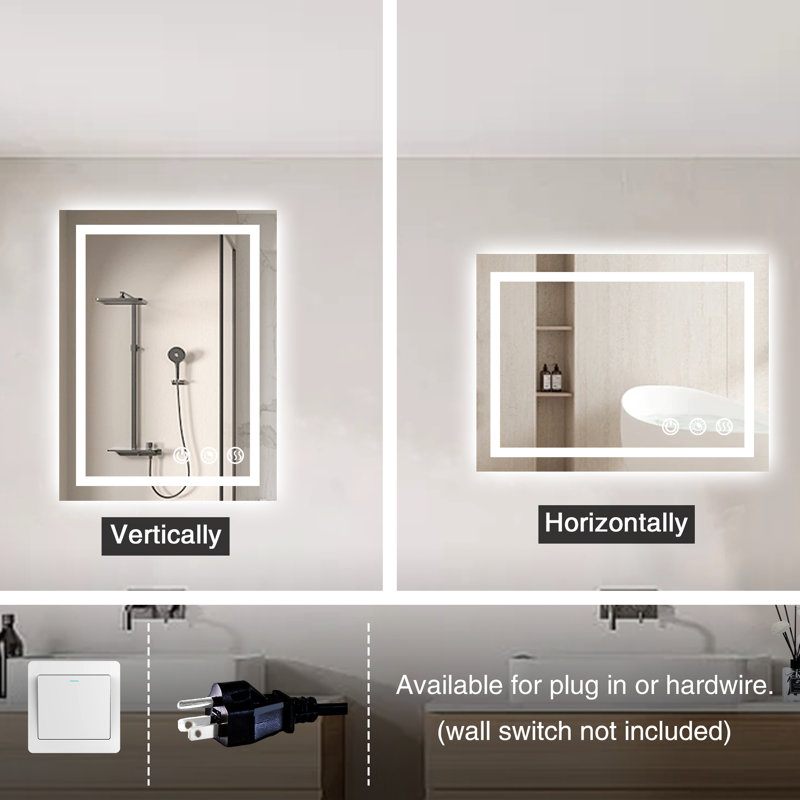 LED Lighted Bathroom Vanity Mirror 3-Colour Temperature Frontlit & Backlit Dimmable & Anti-Fog, 28" x 36"