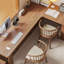 Bureau d'écriture en bois massif en L de couleur châtaignier clair-685097930-685097935