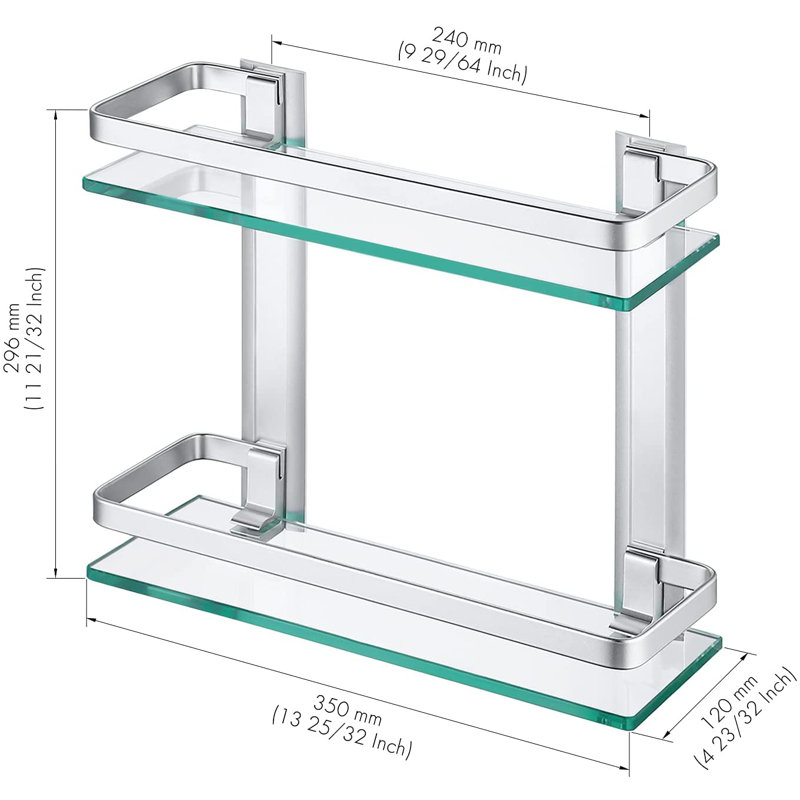 Meritta 2 Piece Floating Shelf, Silver