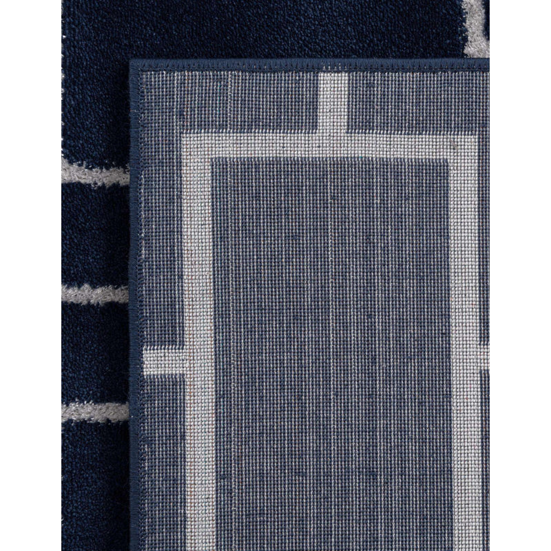 Glam Navy Blue Silver Area Rug, Rectangle 10' x 13'1"