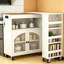 Chariot pour îlot de cuisine avec table étendue, armoire de rangement, 3 tablettes ouvertes latérales, table pour îlot de cuisine sur roulettes-123147629-123147627