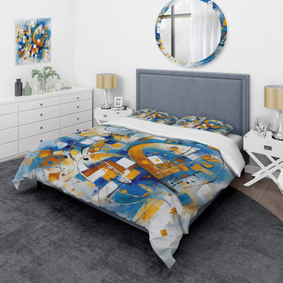 Ensemble de housse de couette en microfibre / polyester Blue Abstracted Fractals And Dimensions I Bedding