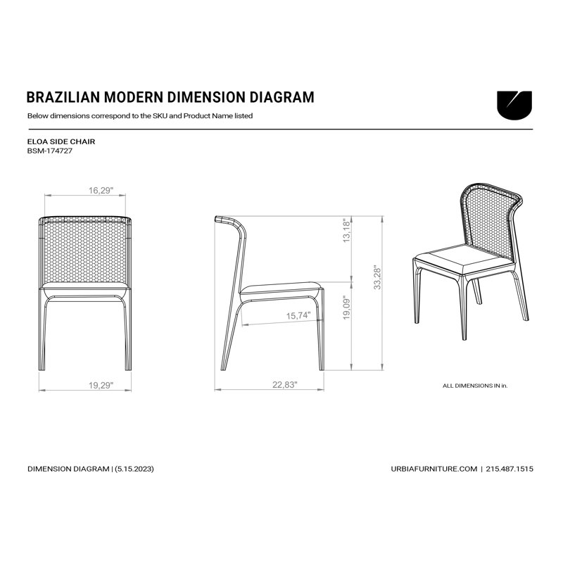 Modern Brazilian Upholstered Dining Chair, Essence Gray/Ebano Frame