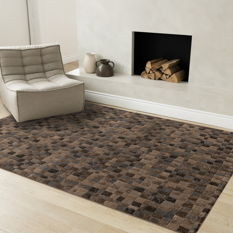 Tapis brun durable résistant aux taches, 7 pi 10 po x 10 pi 10 po