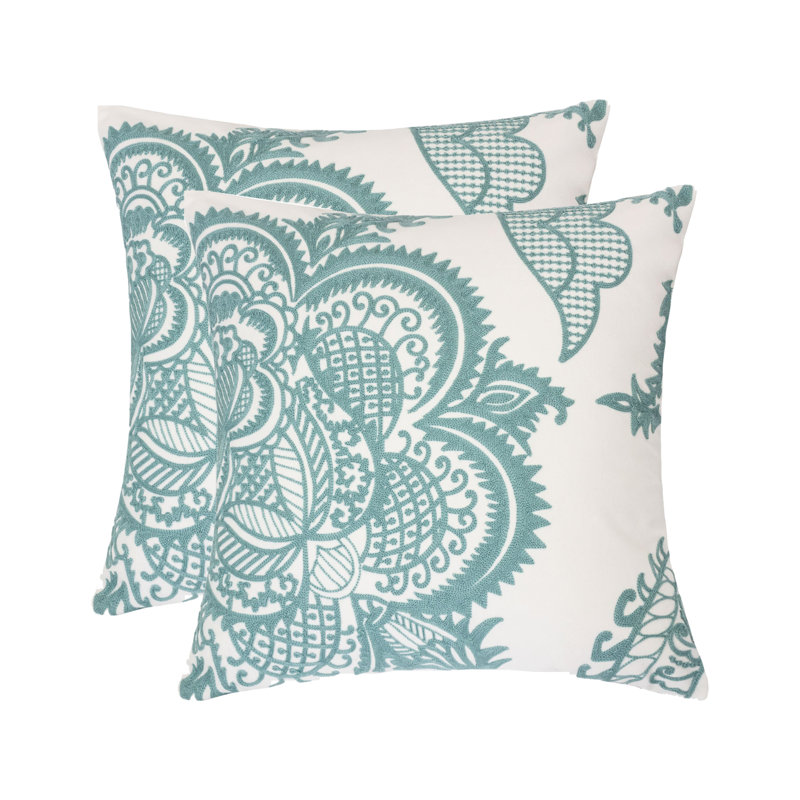  Indoor/Outdoor Cotton Throw Pillow, Teal