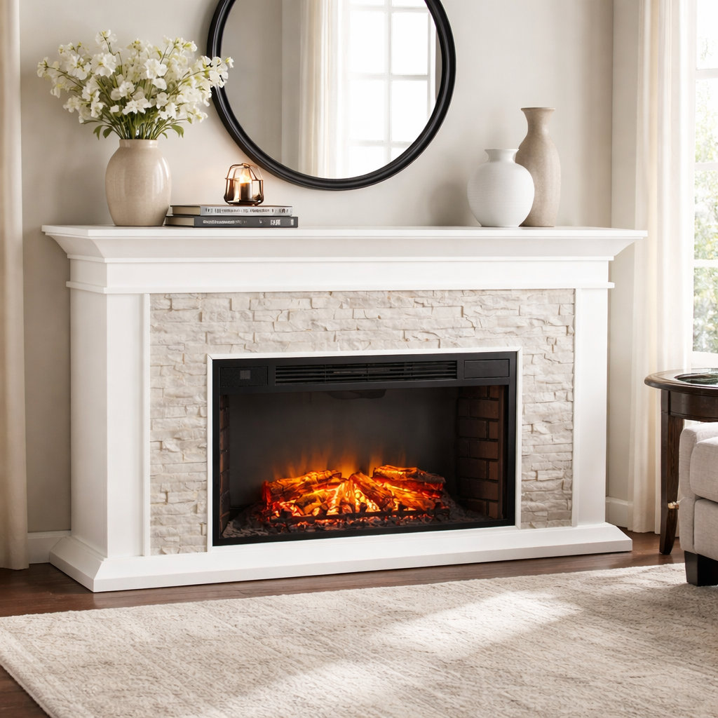 Coletta Electric Fireplace, White