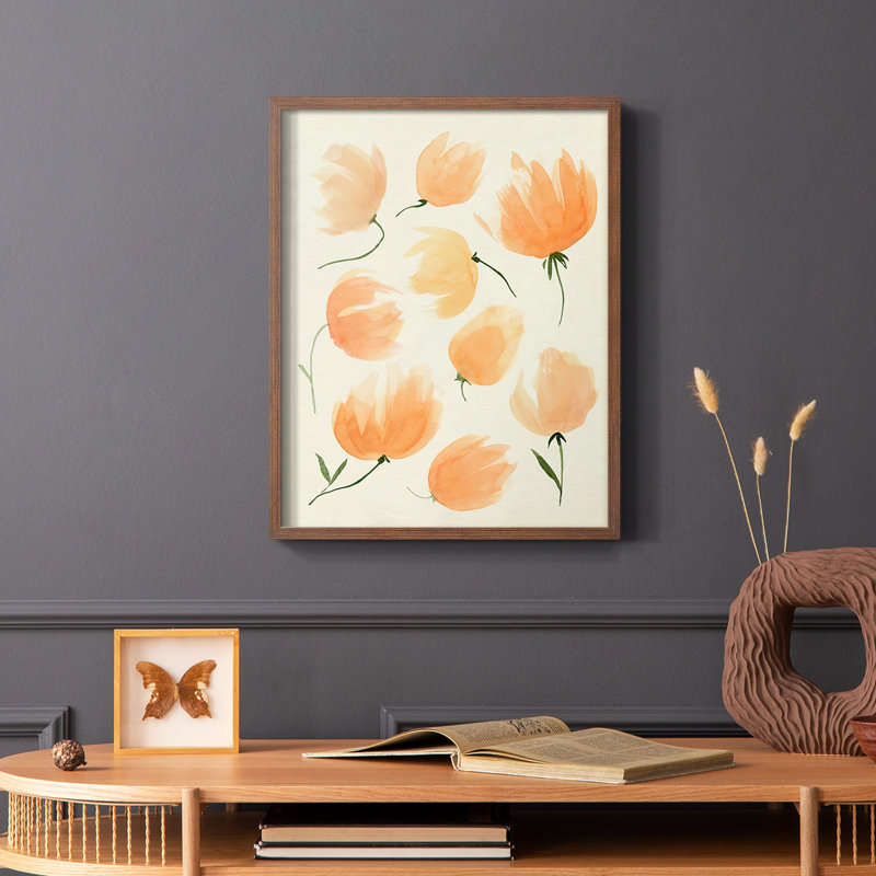 Fallen Flowers II, reproduction encadrée - bois massif, Brun, H 10 po x l 8 po
