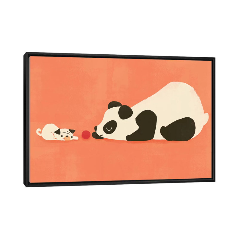 «The Pug and the Panda», impression sur toile, H 26 po x l 40 po x P 60 po, Toile encadrée noire, Pas de tapis