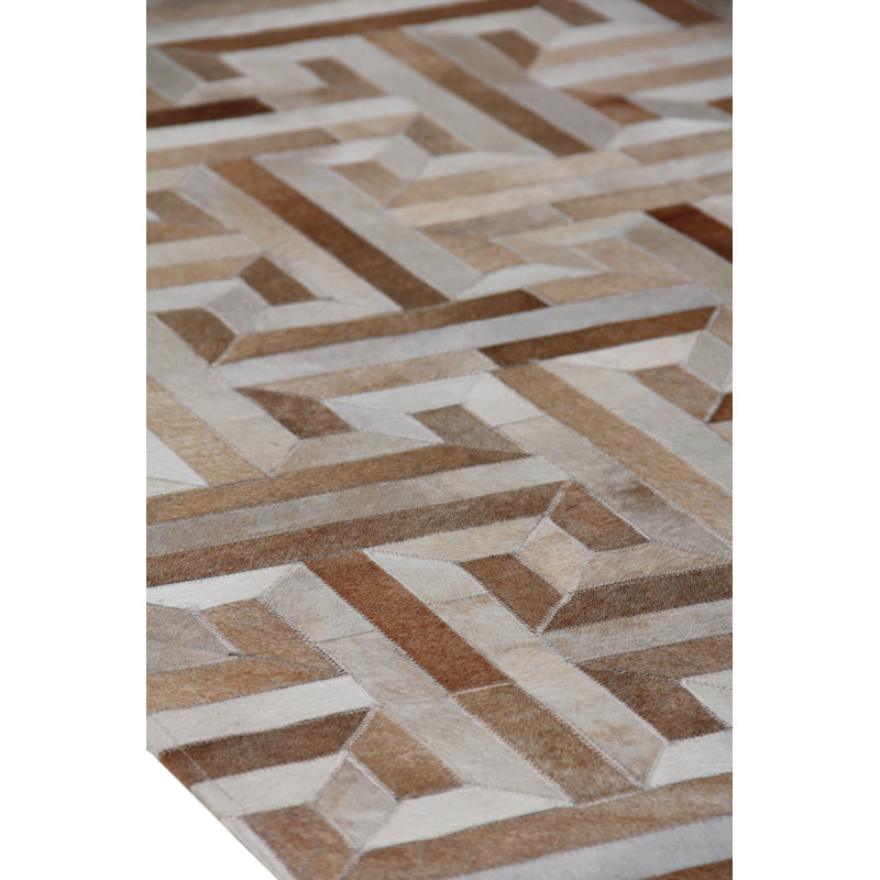 Metro-Velvet Geometric Area Rug in Brown/Gray/Ivory, Rectangle 10' x 14'