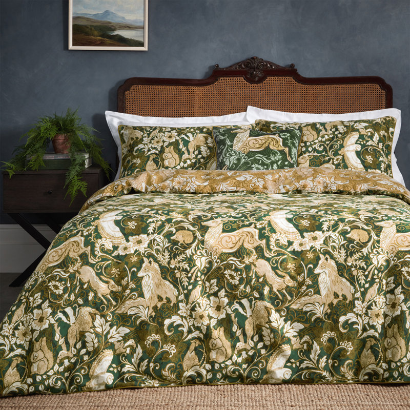 Cotton Animal Print Duvet Cover Set with Pillowcases Included, Blue, Single - 1 Standard Pillowcase