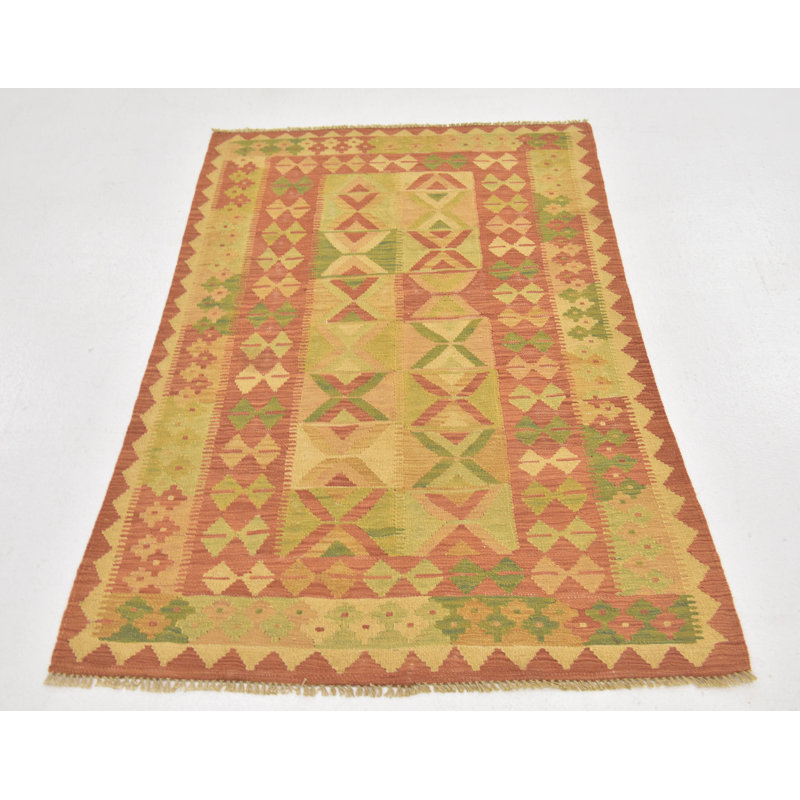 Tapis intérieur en laine 3 pi 2 po x 4 pi 10 po one-of-kind à la main noué la new age Elland