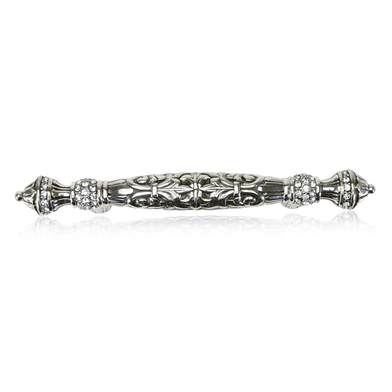 3” C TO C BELLEVIEW PULL; LT. SMOKE TOPAZ CRYSTAL MUSEUM , Silver