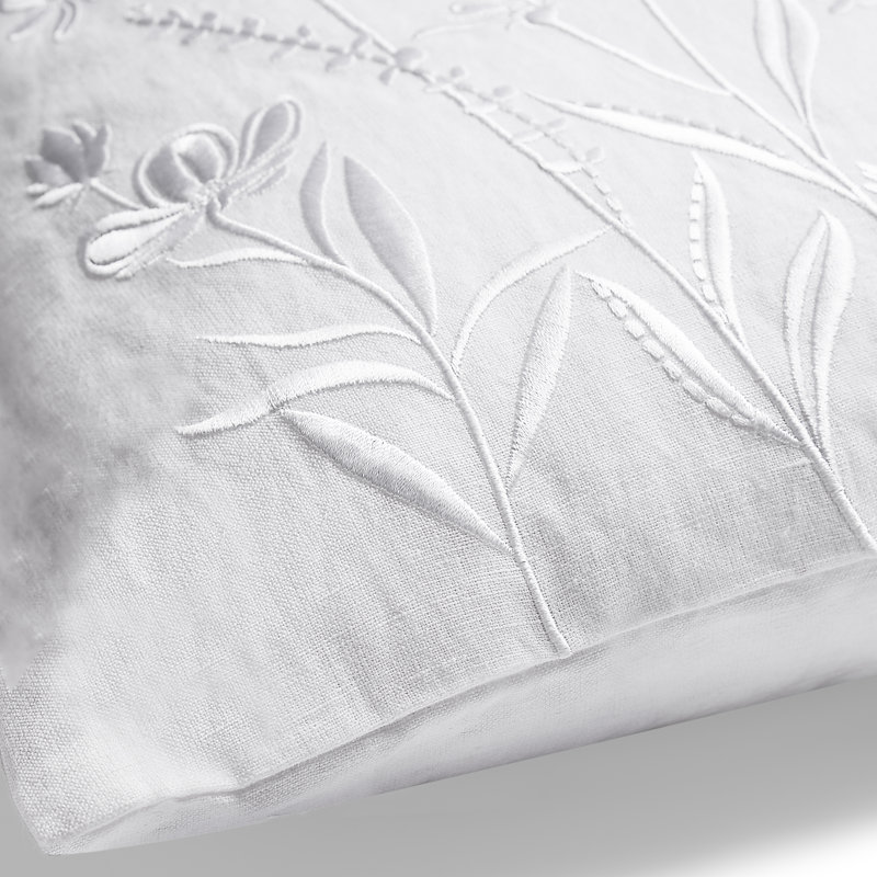 Wildflowers Embroidered Dec Pillow, Silver